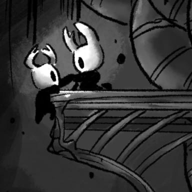 Episode-11: - Peril - 5 of The Queen Mother, a Hollow Knight fanfiction comic. The child explains his motives... and his gratitude.
