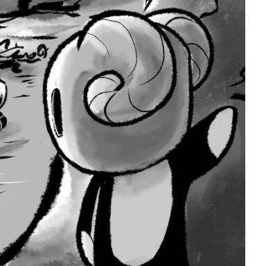 Episode-5: - Journey - 4 of The Queen Mother, a Hollow Knight fanfiction comic. One child sneaks away while preparations are being made to depart. The absence is unnoticed even when the White Lady prepares to seal the way behind them.
