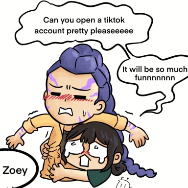 Episode-9: - Zoey convincing Rumi to Tiktok of Huntrix girls daily life, a KPop Demon Hunters fanfiction comic. 