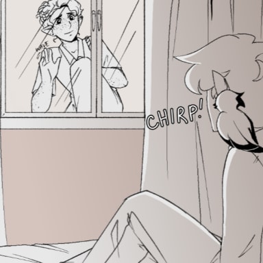 Episode-87: - Checking In of Two Doves and A Crow, a The Owl House fanfiction comic. During Robyn's suspension, Micah checks in on him
