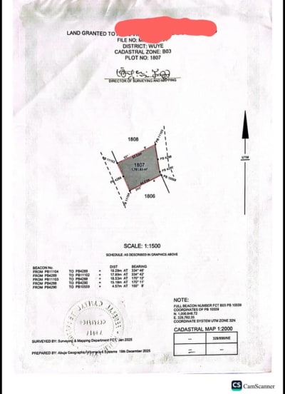 1781 sqm Land at Wuye, Abuja, FCT