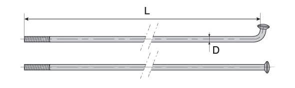 Спиця сталева 267x2mm SPOKE-CN ніпель 12мм