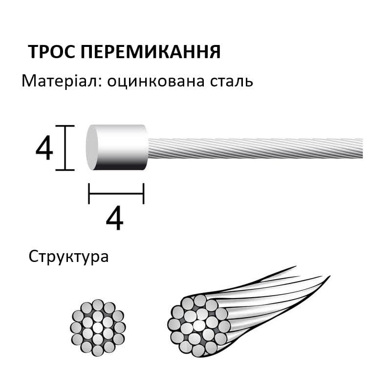 Трос перемикання 1.2/2000mm оцинкований PS-IN-003