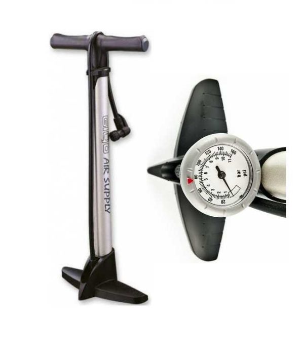 GIYO Насос підлоговий GF-35P сталевий з манометром — зображення 1