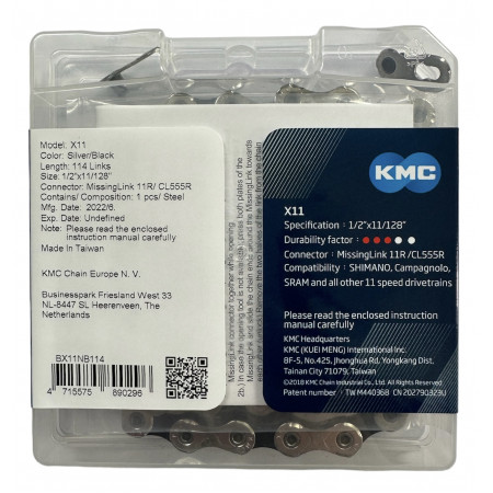 KMC Ланцюг X11 1/2*x11/128* 114L Silver/ Black — зображення 2
