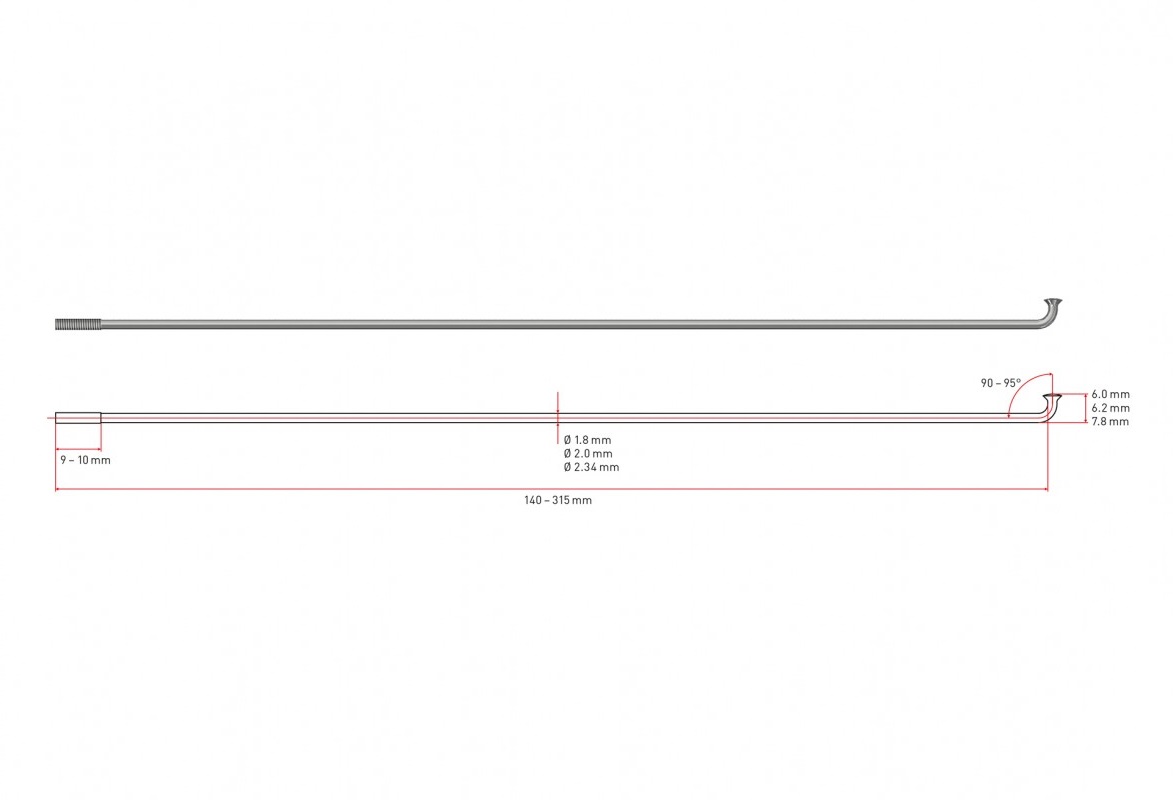 TW Спиця 272X2мм SPOKE-BN чорна нержавіюча сталь — зображення 2