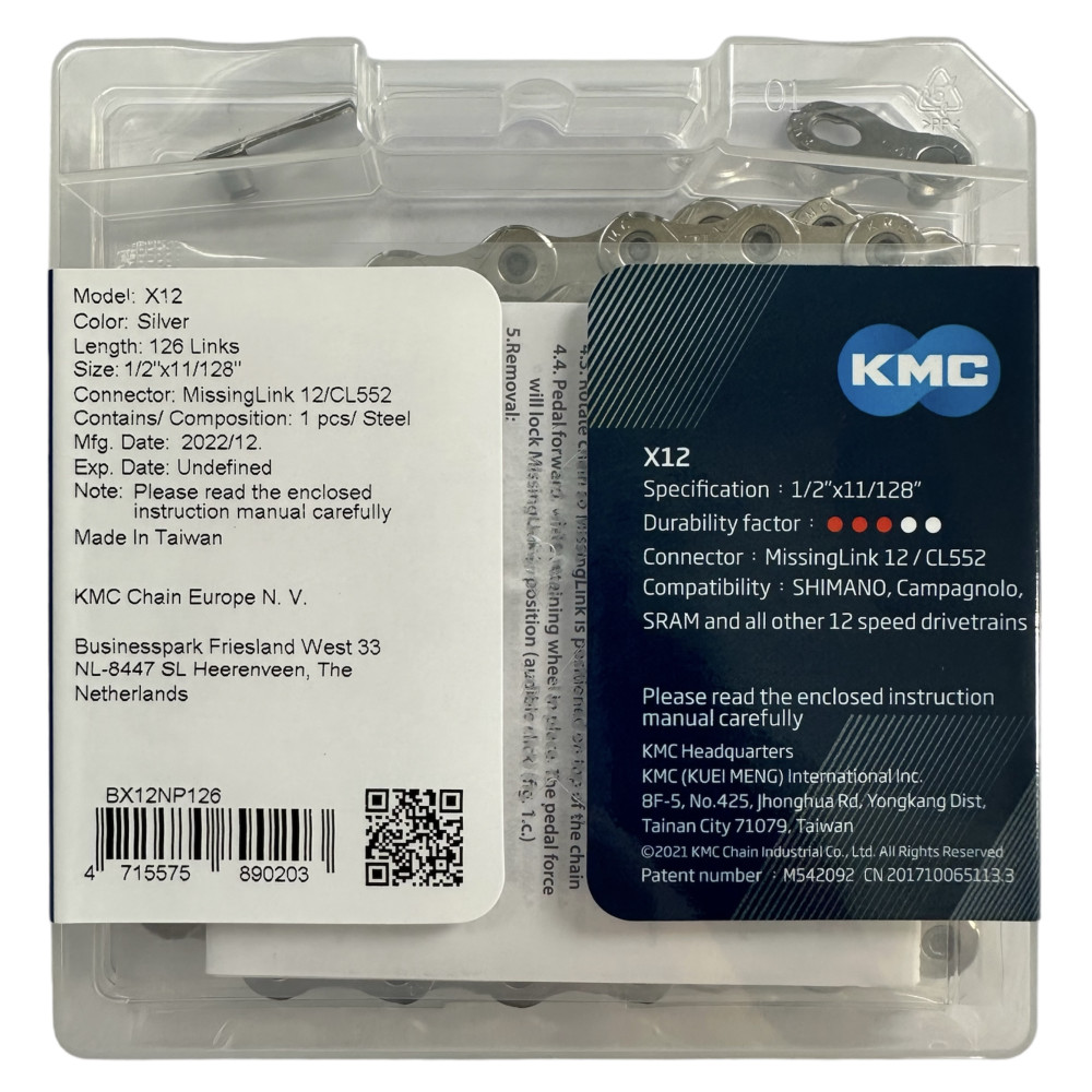 KMC Ланцюг X12 1/2 X 11/128 126 ланок з замком в боксі — зображення 2