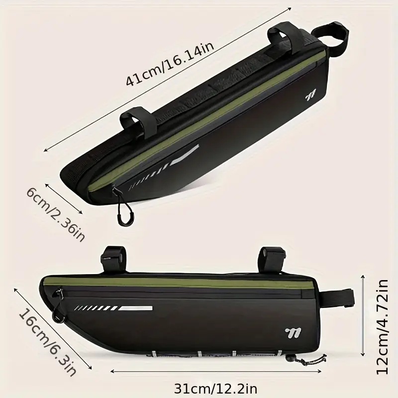 WEST BIKE Сумка на раму 410/120/60мм (чорно-зелена) — зображення 2