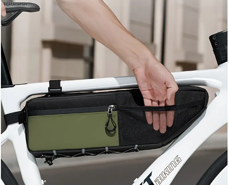 WEST BIKE Сумка на раму 410/120/60мм (чорно-зелена) — зображення 4