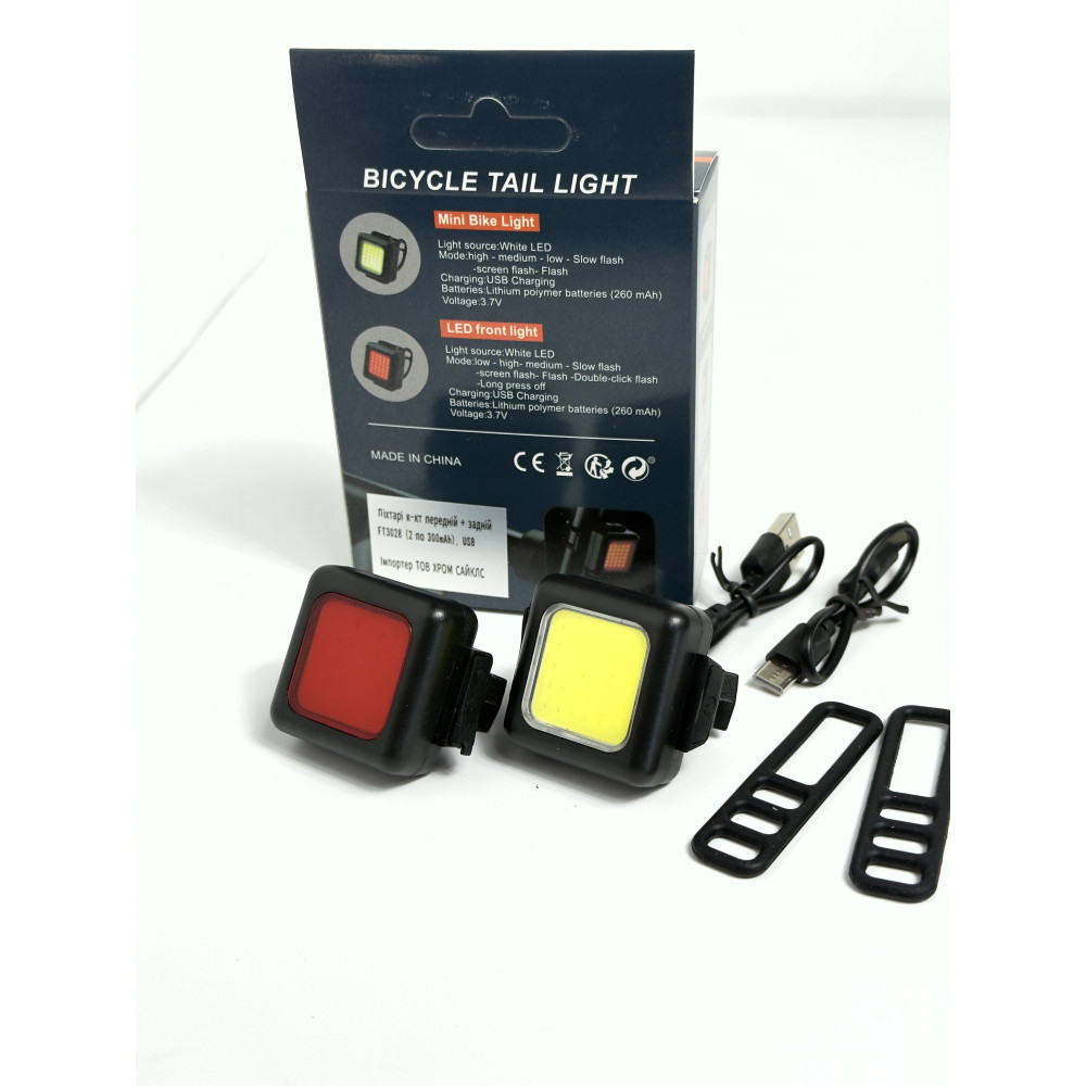 Китай Ліхтар передній + задній 260 mAH USB FT 3028 — зображення 1