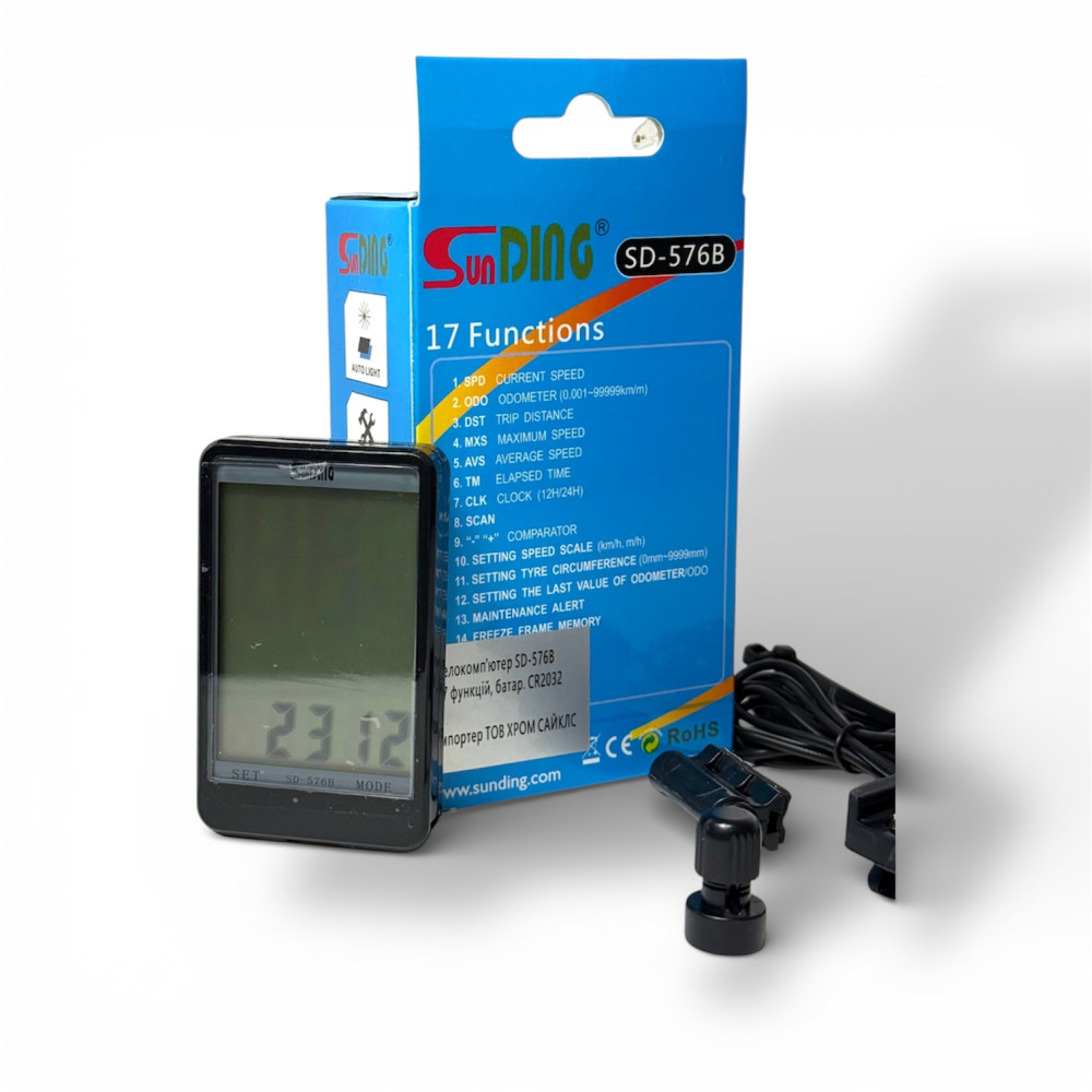 Jing Yi Велокомп'ютер 17 функцій, батар. С2032 SD-576B — зображення 2