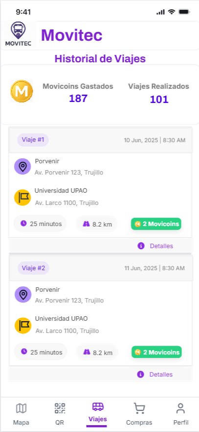 Historial viajes - Movitec