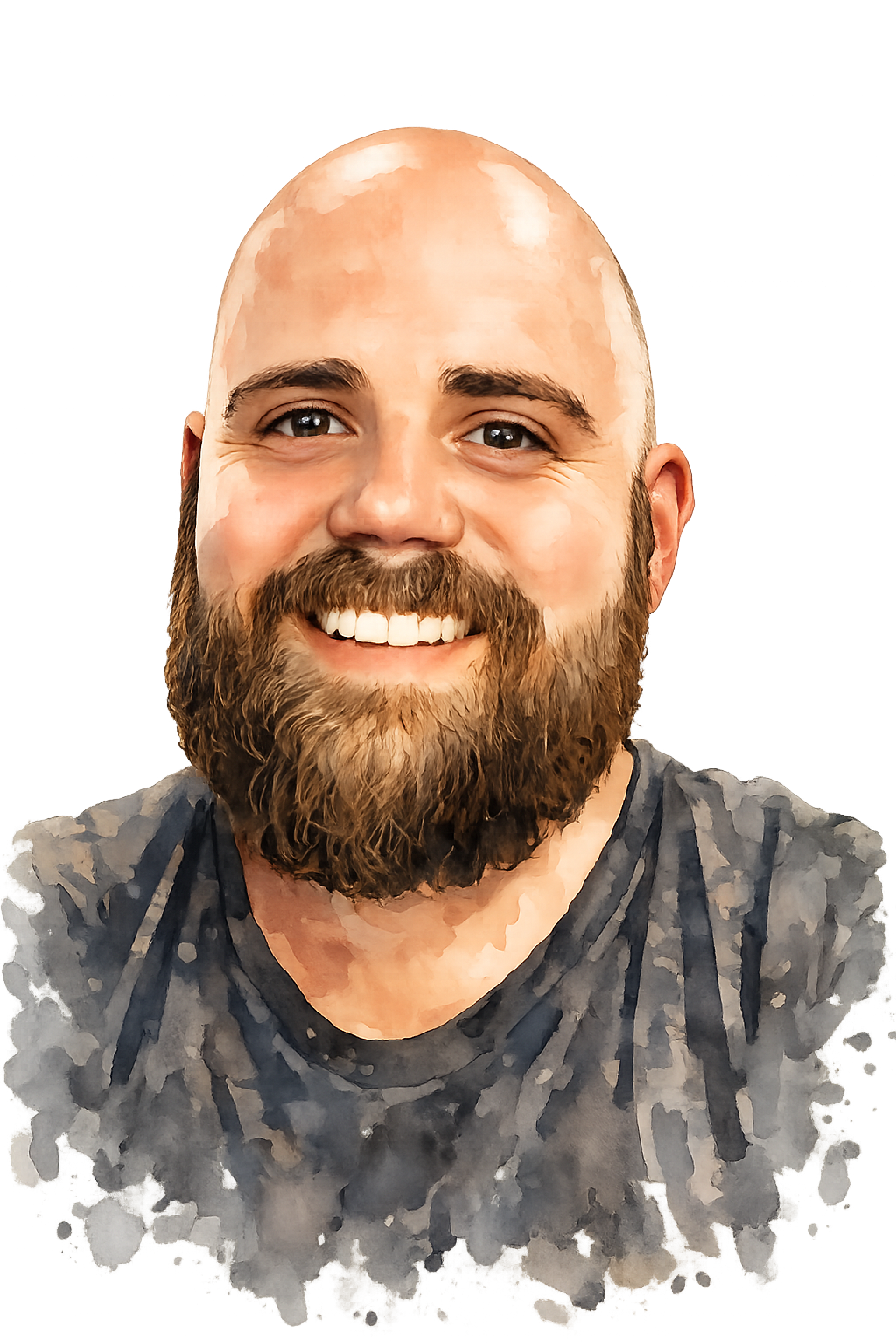 A black and white image of Kenny Howard smiling