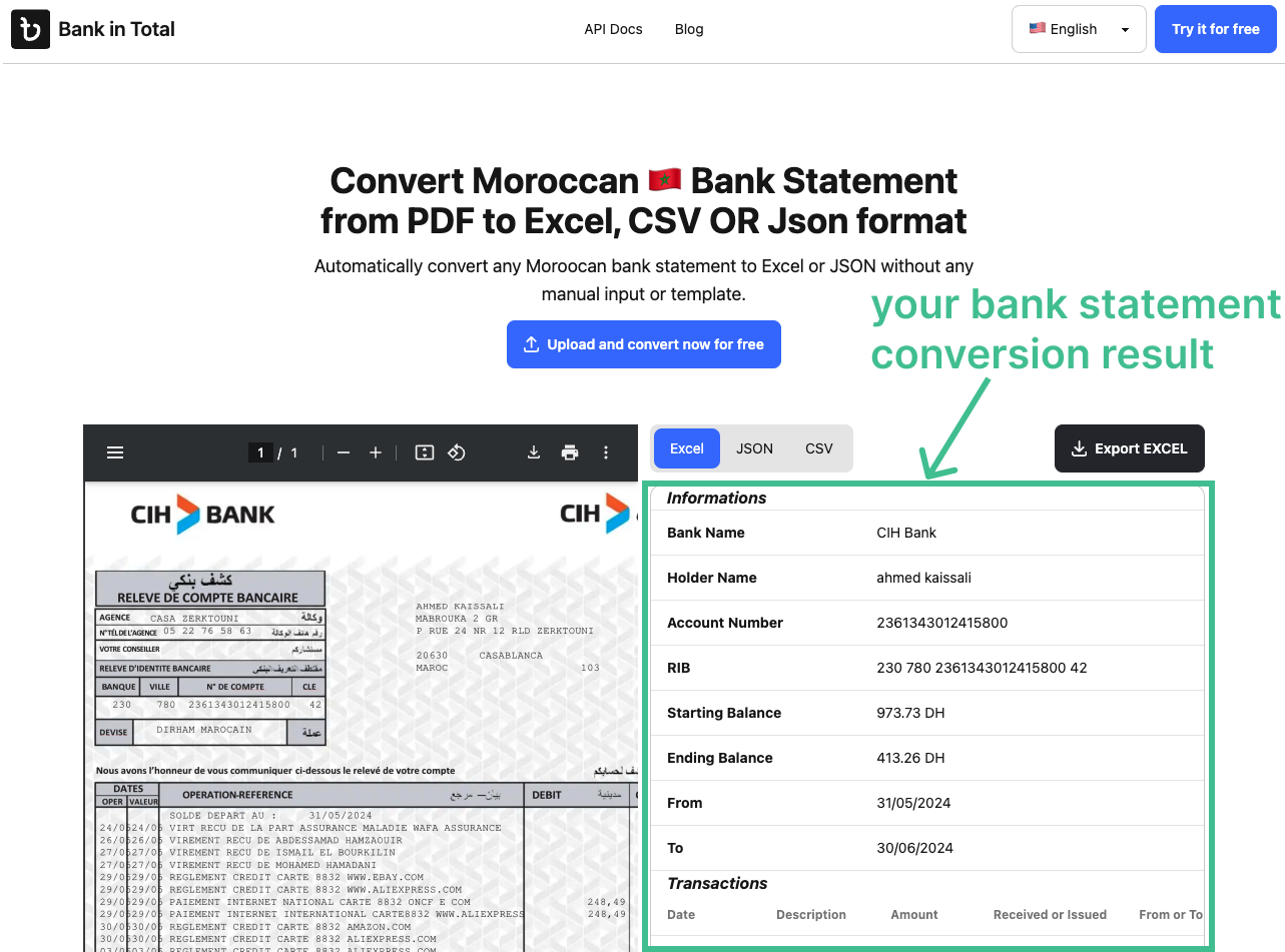 Voir le CIH relevé bancaire convertion