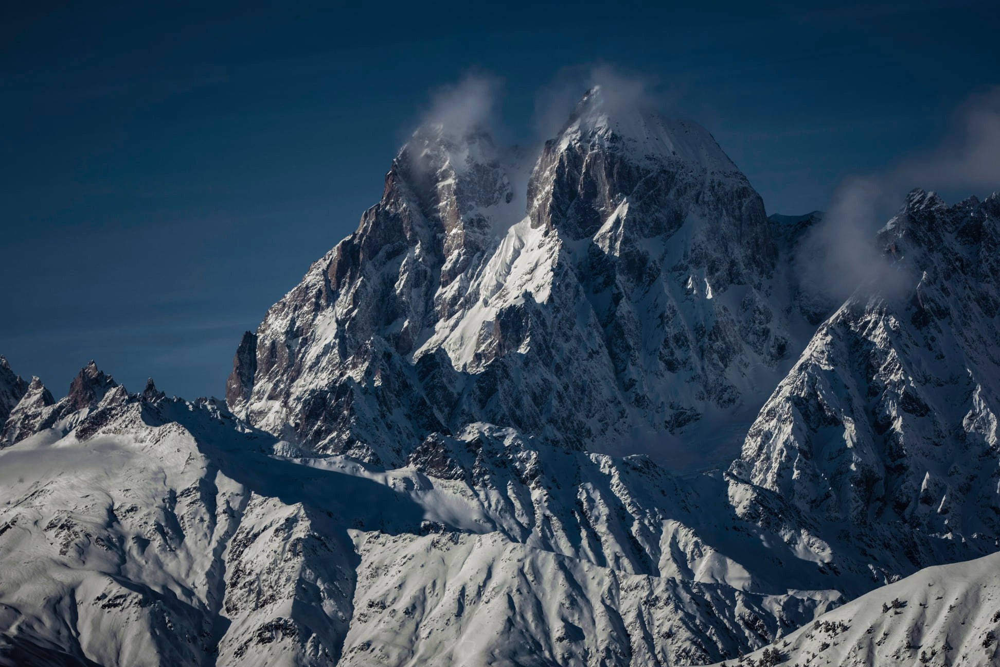 Mt. Ushba snow covered faces