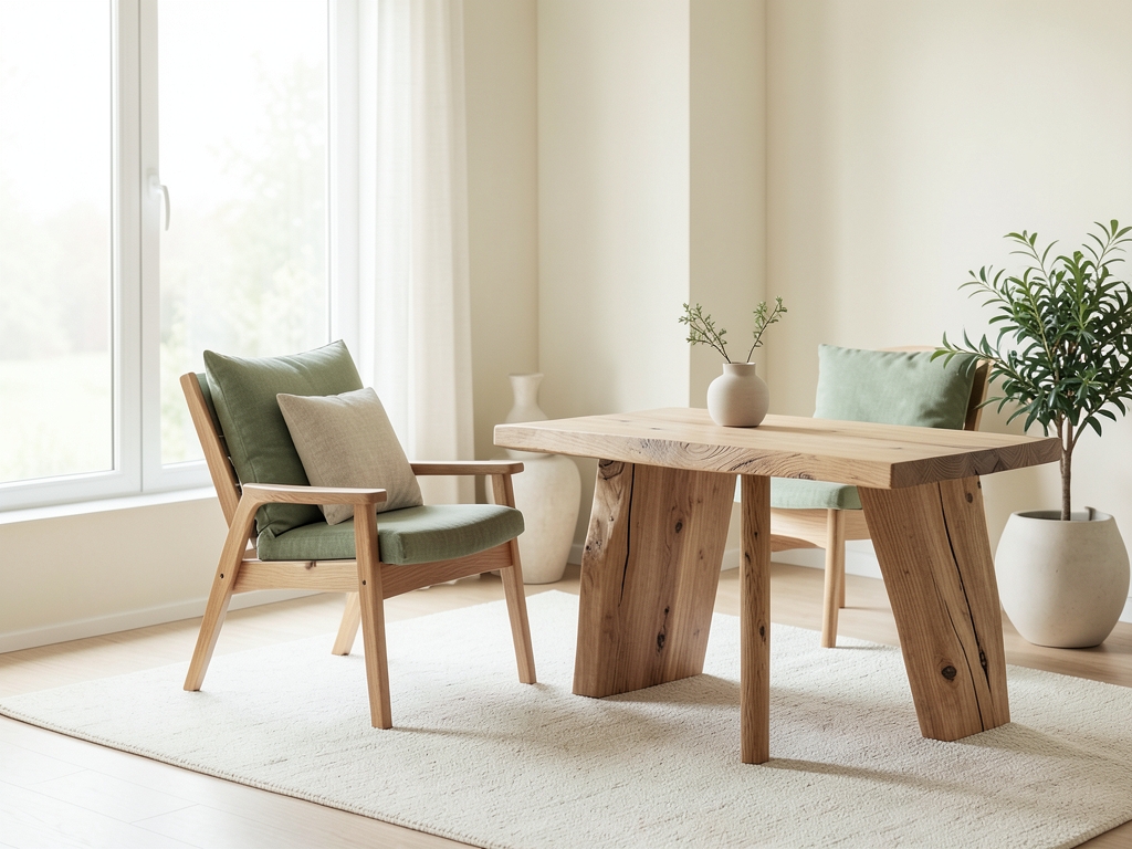Mobilier en bois dans un intérieur lumineux