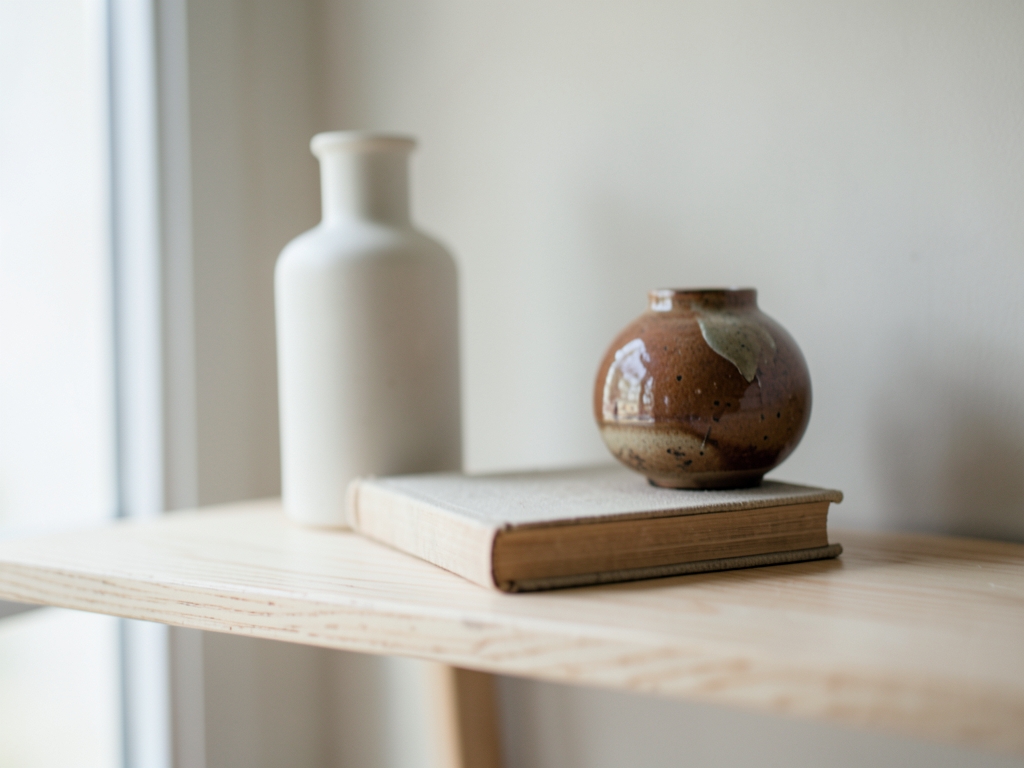 Objets décoratifs sur une étagère