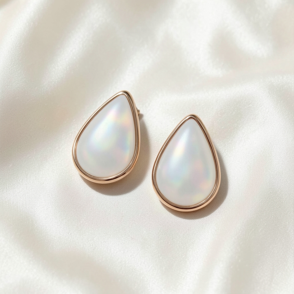 Illustration du rayon boucles d’oreilles avec deux formes nacrées