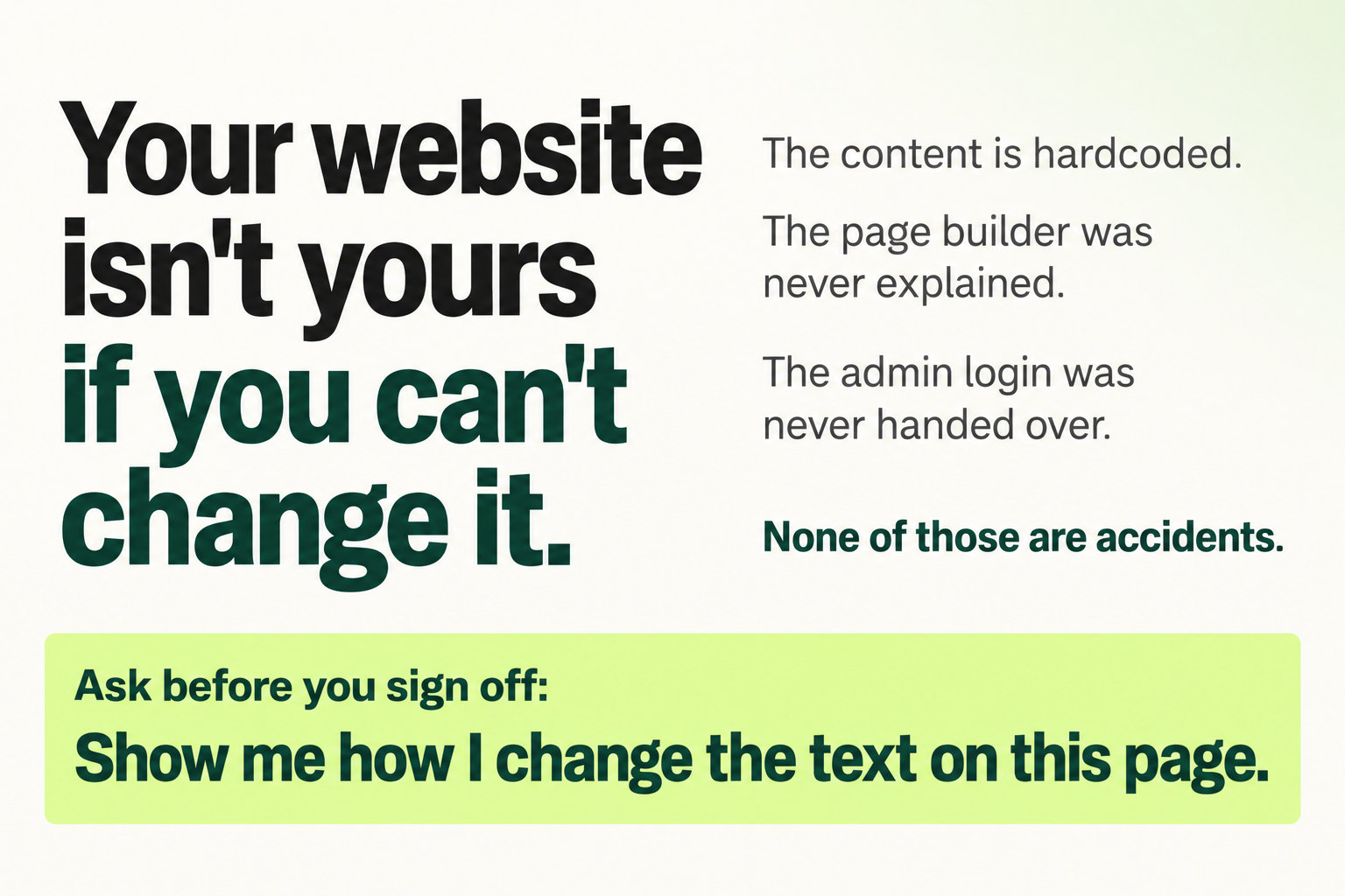 If You Need to Call a Developer to Change a Tour Price, Your Website Is Already Holding the Business Back.
