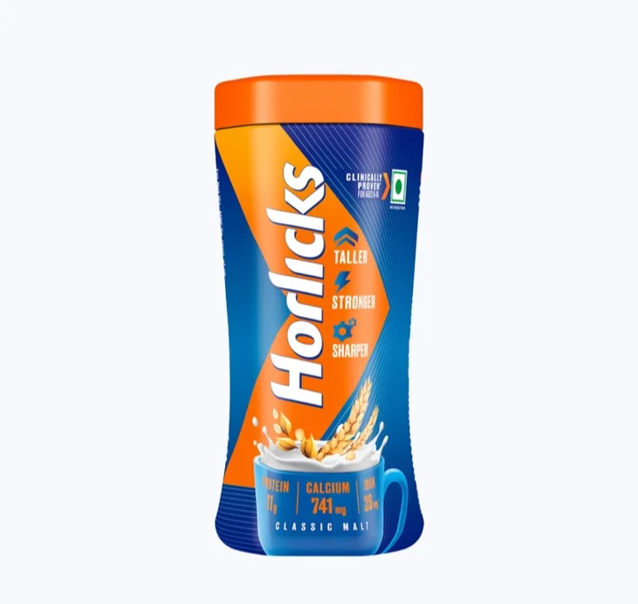 Horlicks Classic Malt health and nutrition drink powder. 