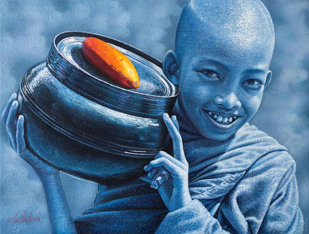 Happy Monk by Aung Kyaw Htet