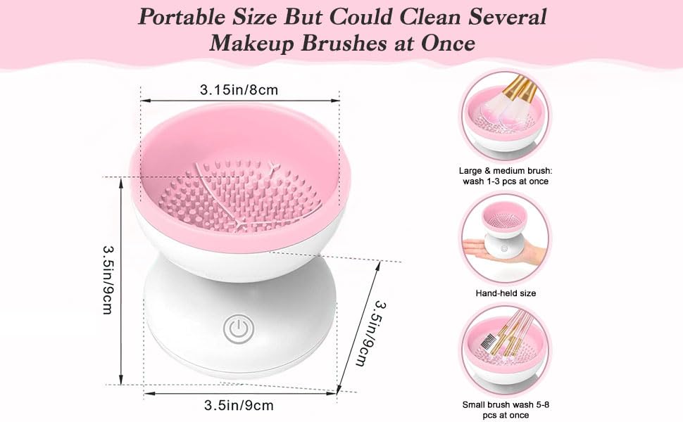  Electric Makeup Brush Cleaner, Abnaok Makeup Brush Cleaner  Machine with Brush Clean Mat, Automatic Cosmetic Brush Cleaner Makeup Brush  Tools for All Size Beauty Makeup Brushes Set, Gift for Women Wife 