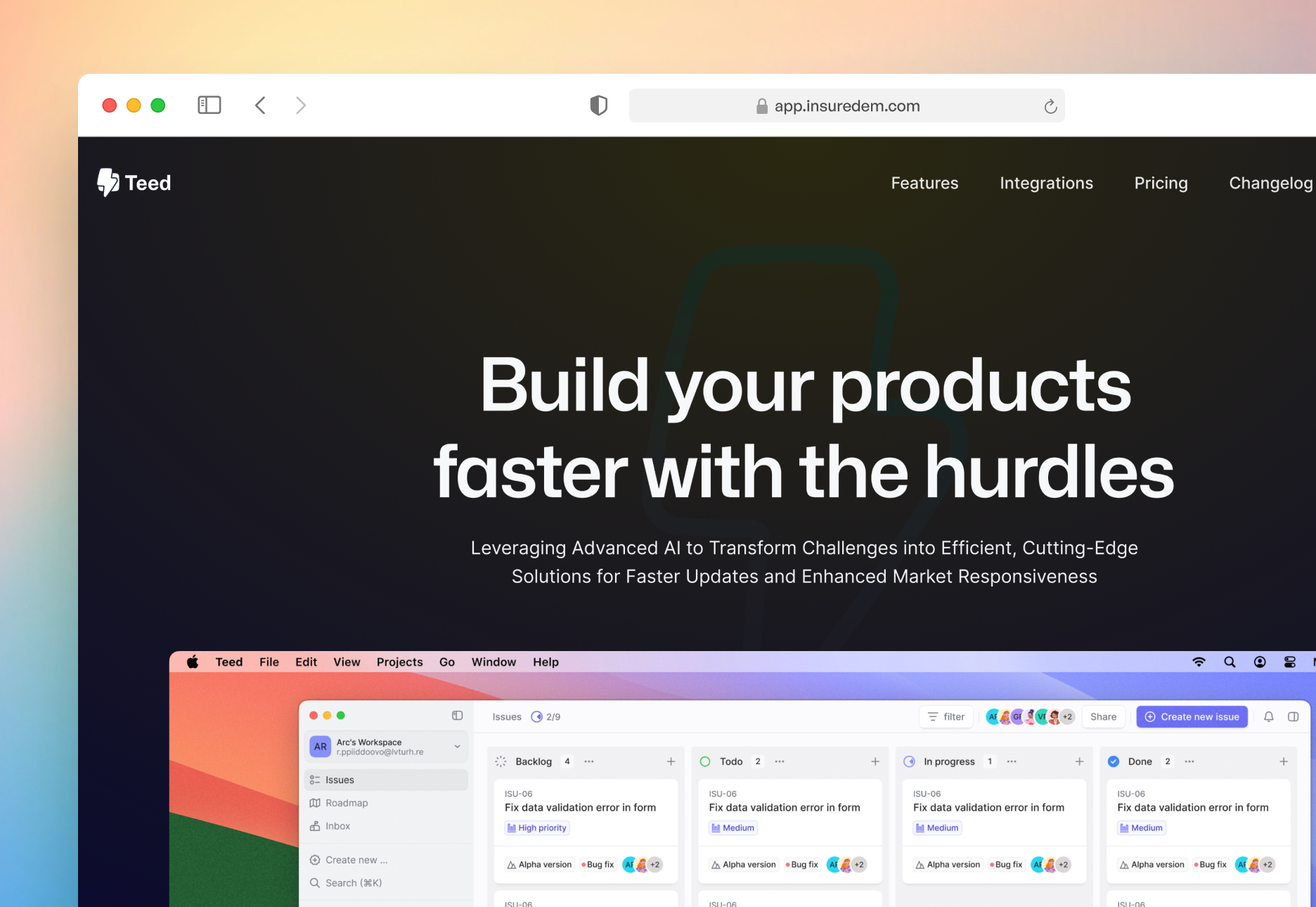Teed landing page