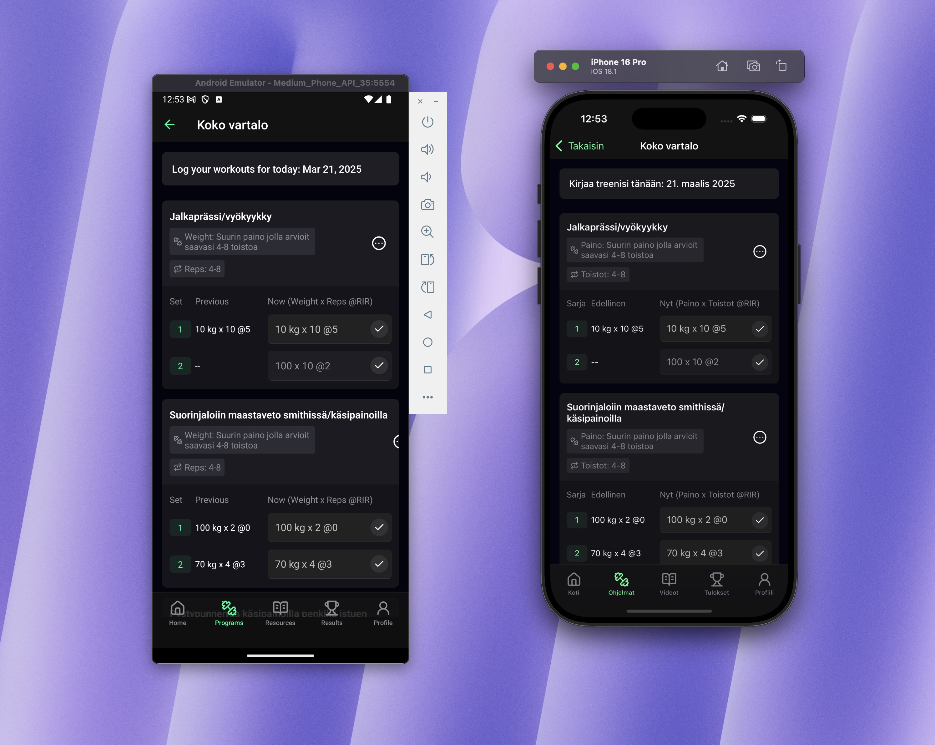 Exercise logging