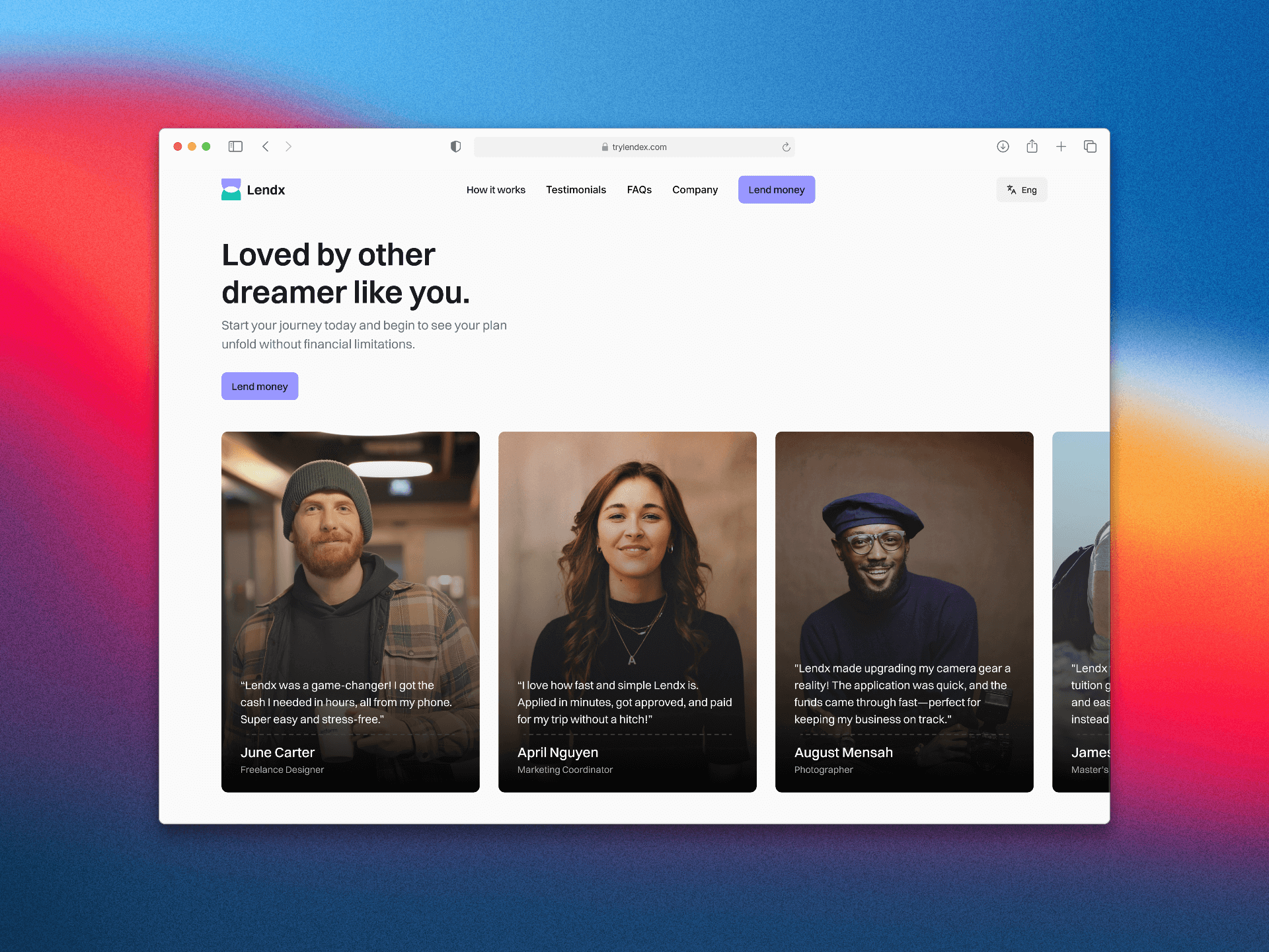 Lendx Testimonials Section