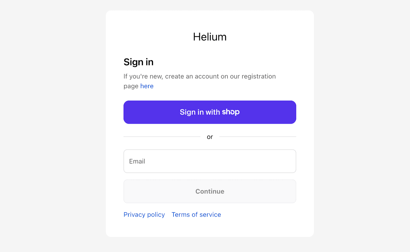 Shopify new customer account subheading text with link