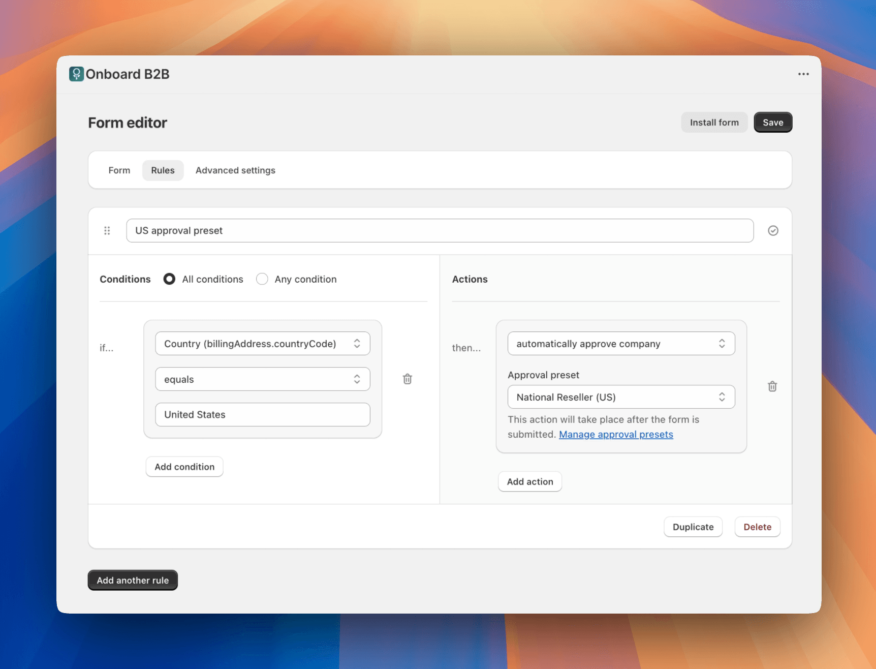 Combine approval presets with conditional logic to automatically approve B2B buyers with Shopify B2B