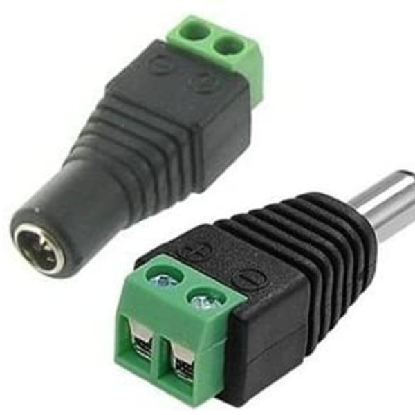 Male DC Power Plug adapter - 2.1mm jack to screw terminal block