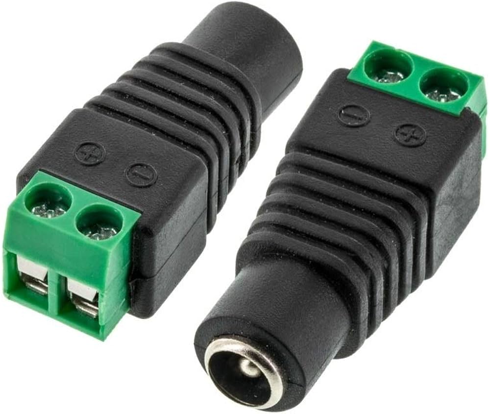 Female DC Power Plug adapter - 2.1mm jack to screw terminal block