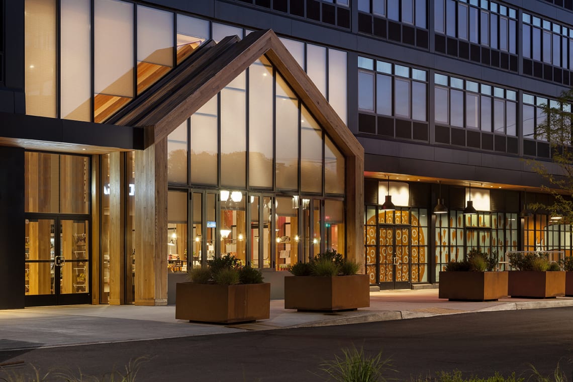 Exterior Shot of Staten Island Urby at night
