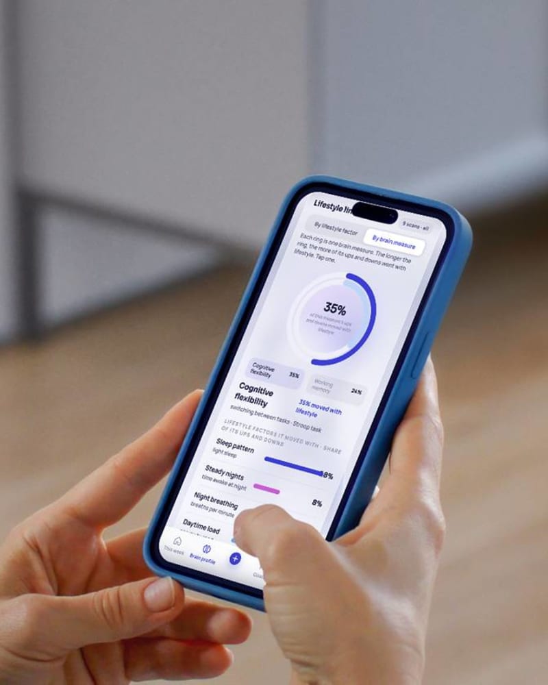 A member checking her weekly check-in in the Connectome app