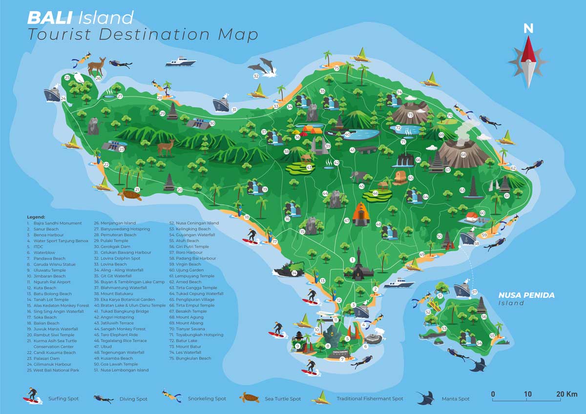 Map of Bali airport car rental zones, Kuta beach roads, and Easy Rent Bali pickup points.