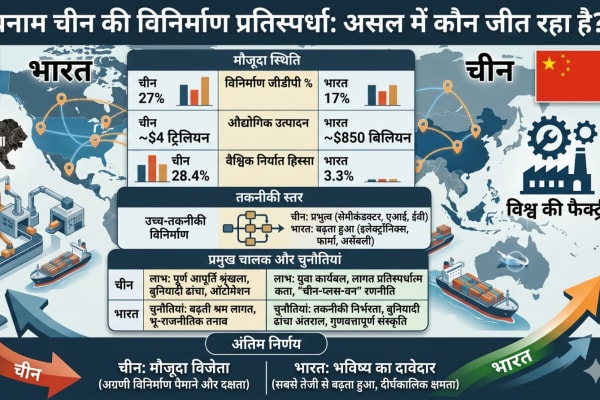 भारत बनाम चीन की विनिर्माण प्रतिस्पर्धा: असल में कौन जीत रहा है?