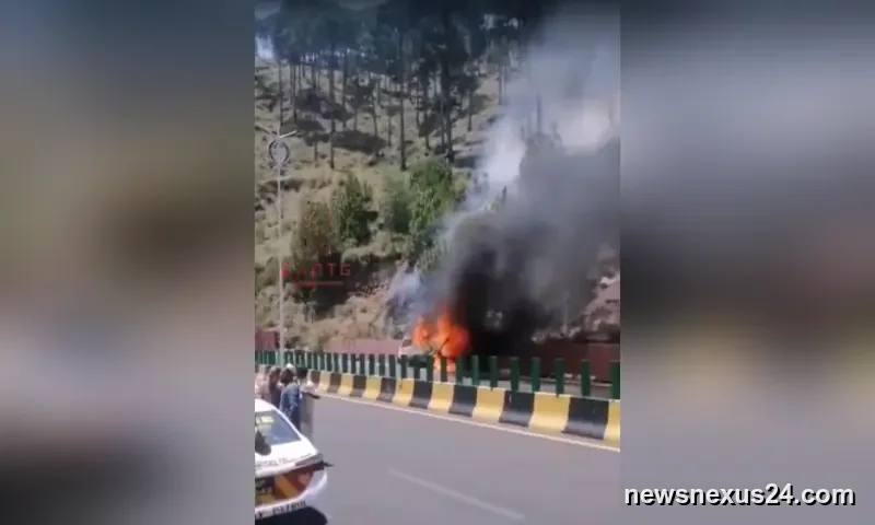 10 Killed as Tourist Van Catches Fire on Murree Expressway