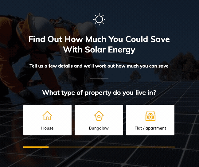 A multi step form designed for solar lead generation