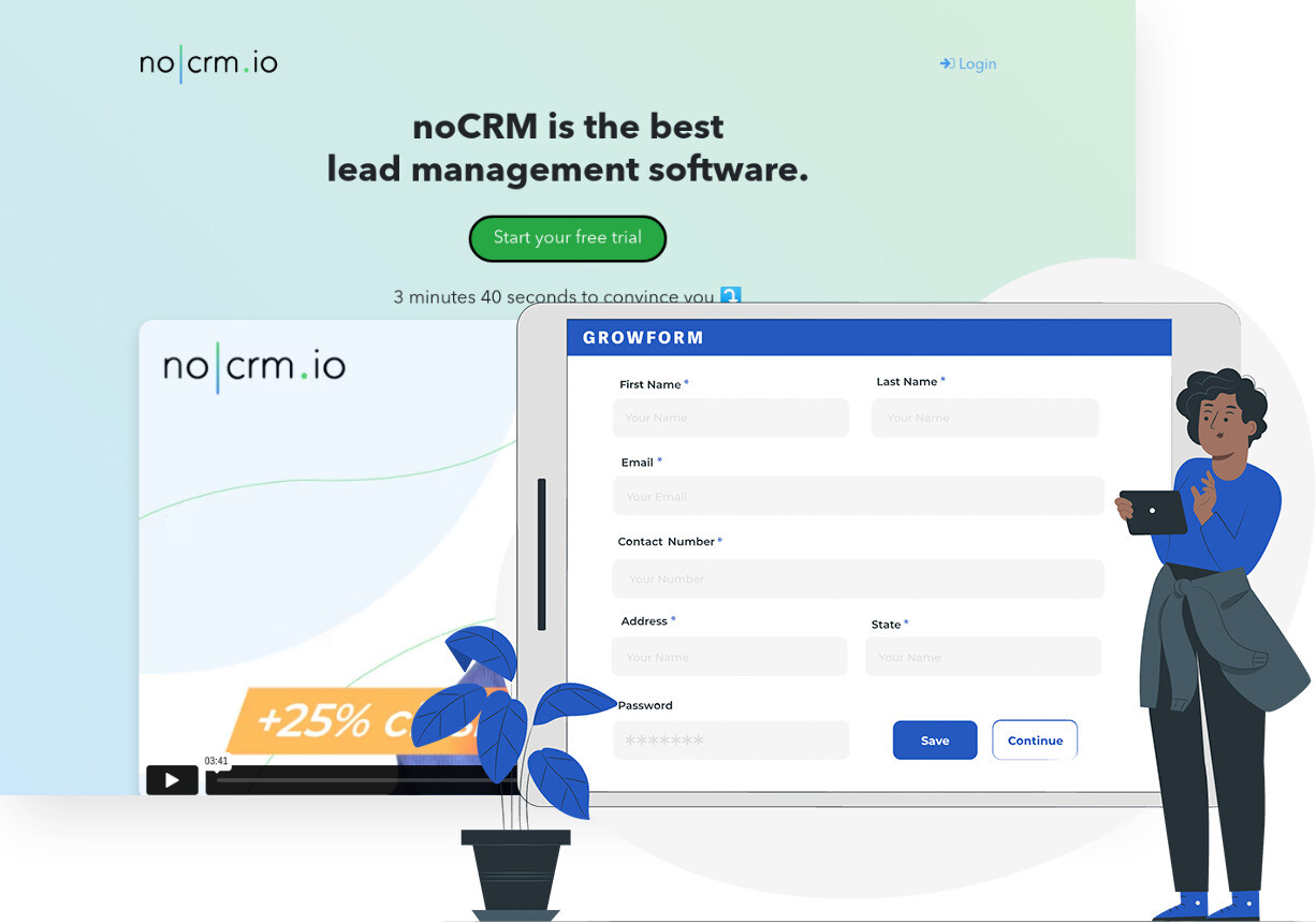 Screenshot of noCRM.io and Growform form builder