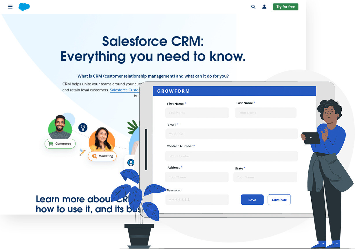 Screenshot of Salesforce and Growform form builder