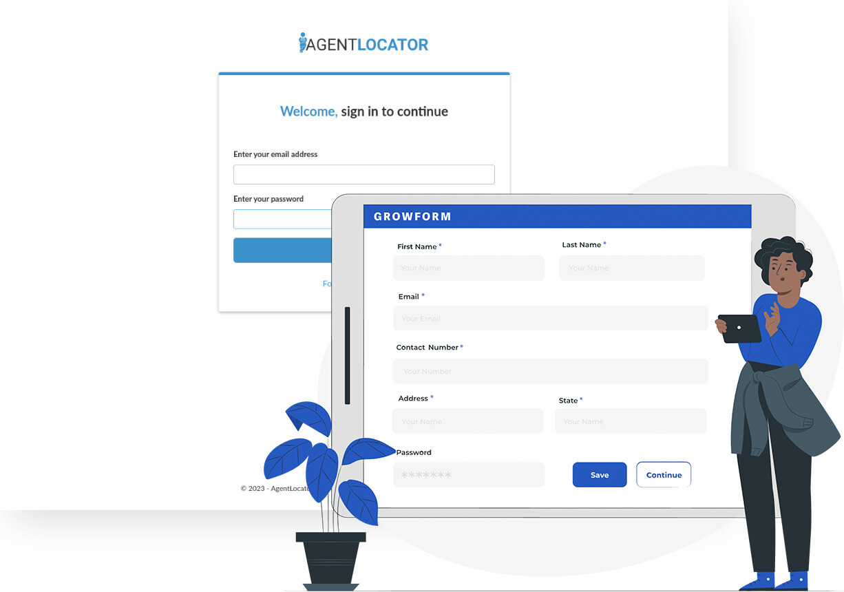 Screenshot of AgentLocator and Growform form builder