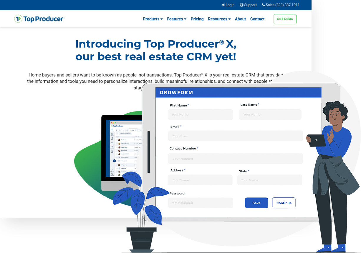 Screenshot of Top Producer and Growform form builder