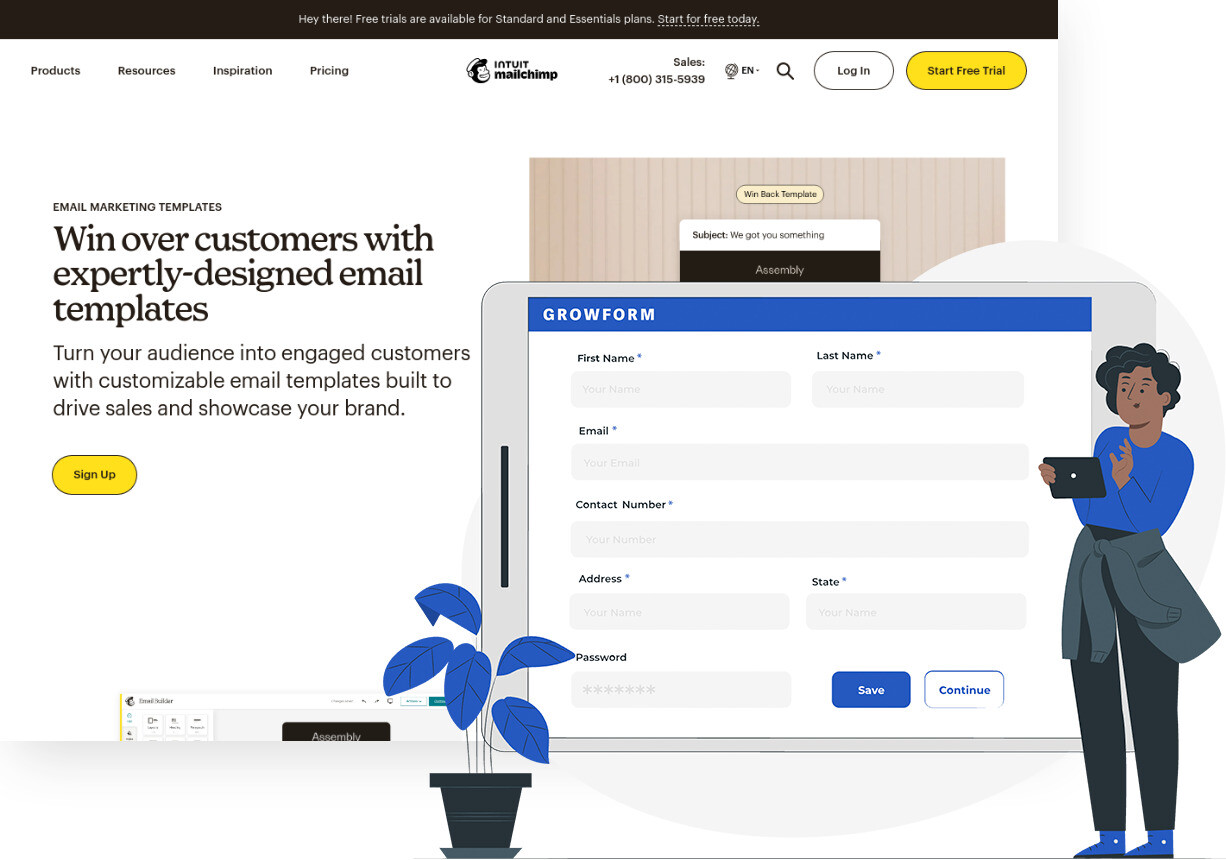 Screenshot of Mailchimp and Growform form builder