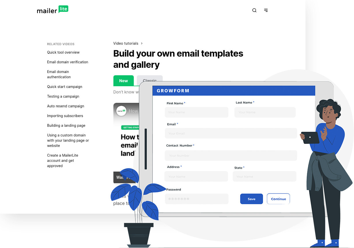 Screenshot of MailerLite Classic and Growform form builder