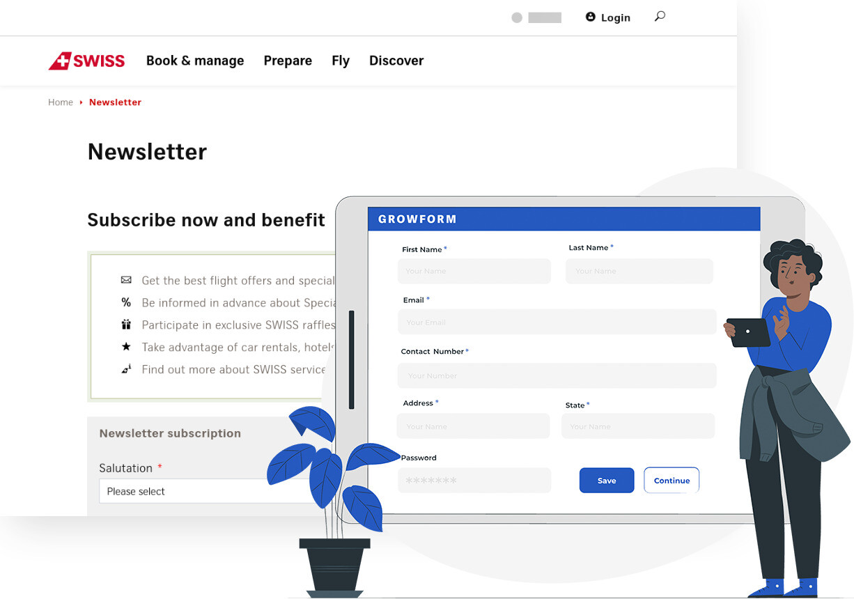 Screenshot of Swiss Newsletter and Growform form builder