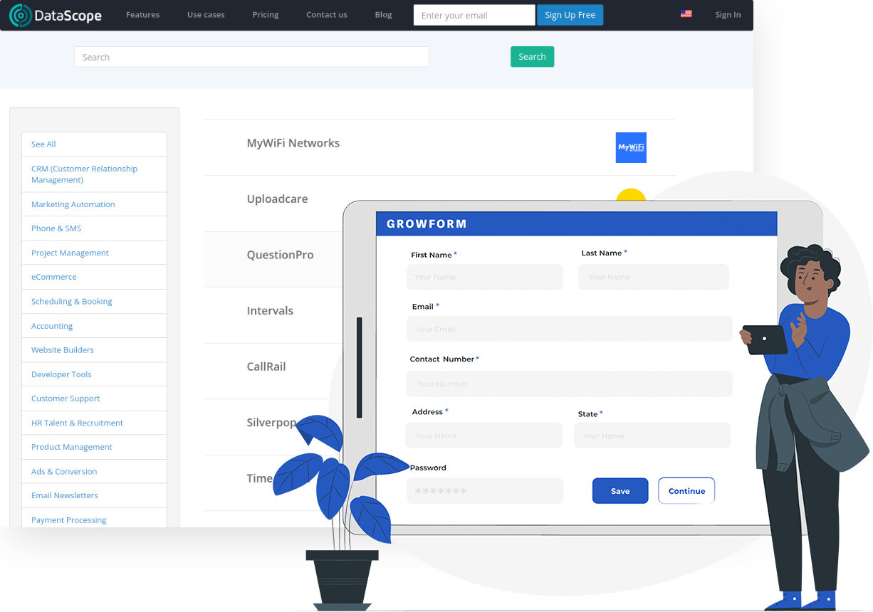 Screenshot of Hire Aiva and Growform form builder