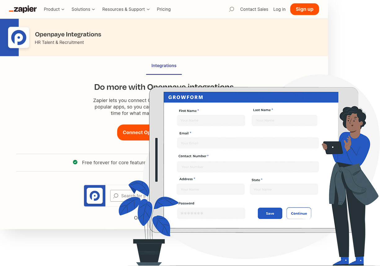 Screenshot of Openpaye and Growform form builder