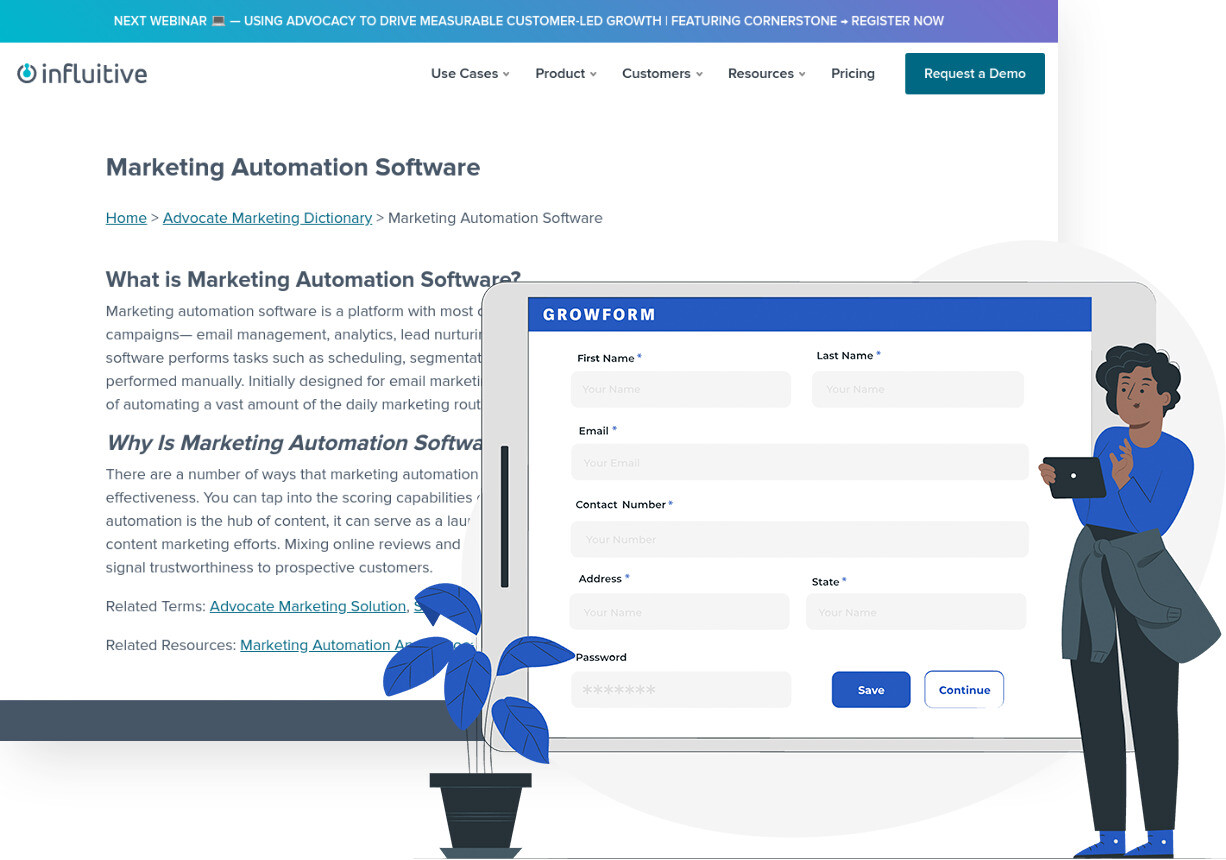 Screenshot of Influitive and Growform form builder