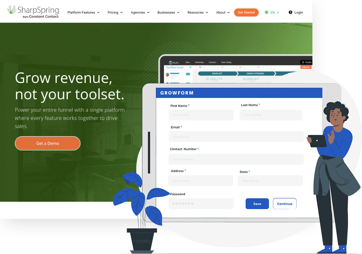 Screenshot von SharpSpring und Growform Form Builder